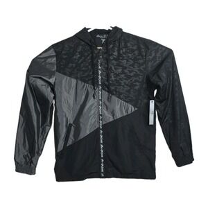 NWT Marc Ecko Cut &‎ Sew Full-Zip Jacket Men's S Black/Gray Shiny Hooded